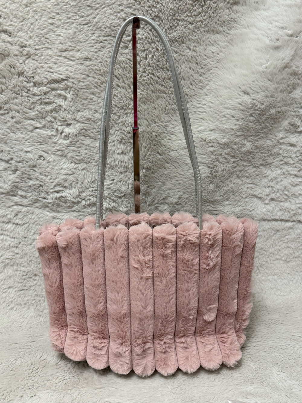 Prada Blush Pink Faux Fur Tote with Triangle Logo- GWP - Picture 5 of 10